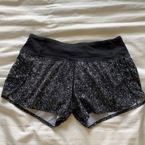 Lululemon shorts - black/ white splatter pattern